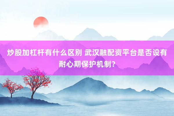 炒股加杠杆有什么区别 武汉融配资平台是否设有耐心期保护机制?